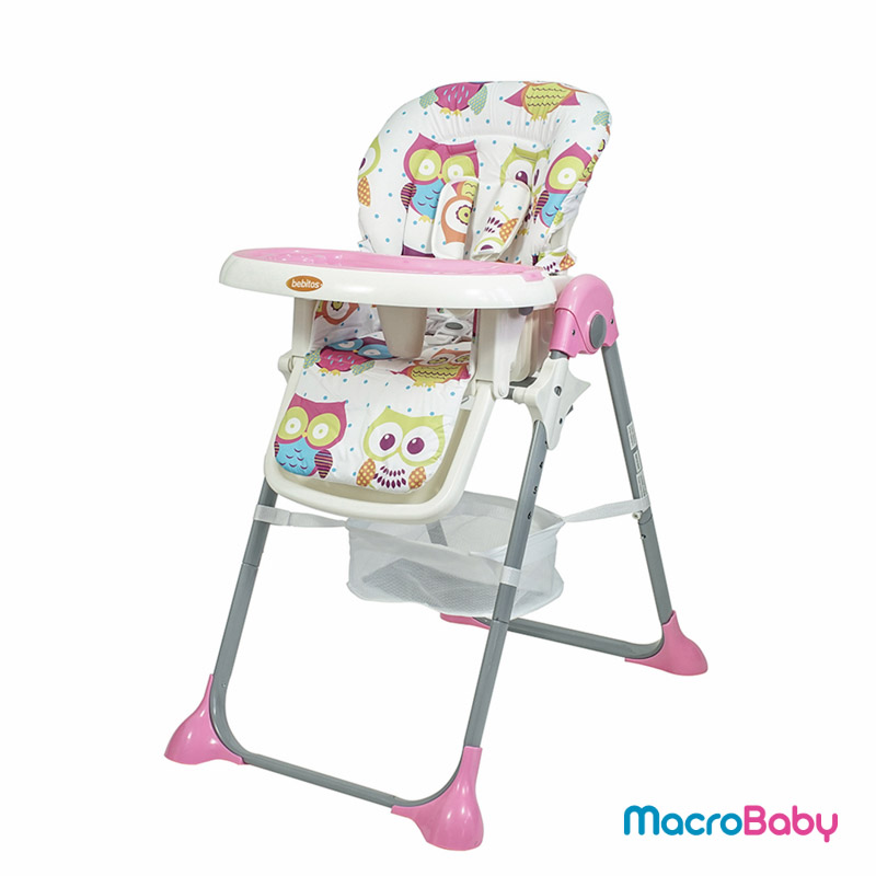 Silla para comer Confort rosa con lechuzas Bebitos - MacroBaby