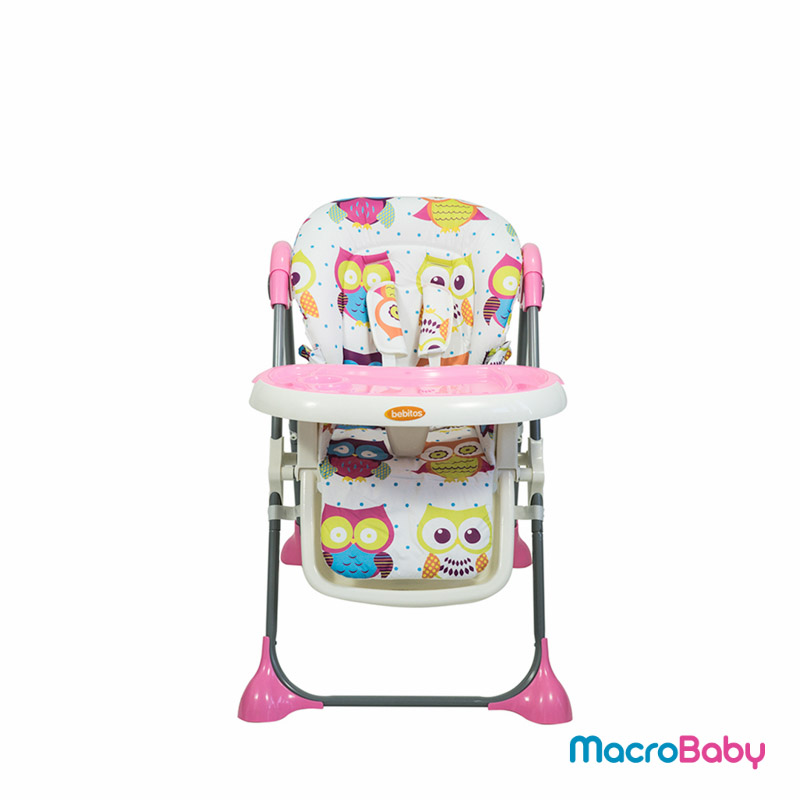 Silla para comer Confort rosa con lechuzas Bebitos - MacroBaby