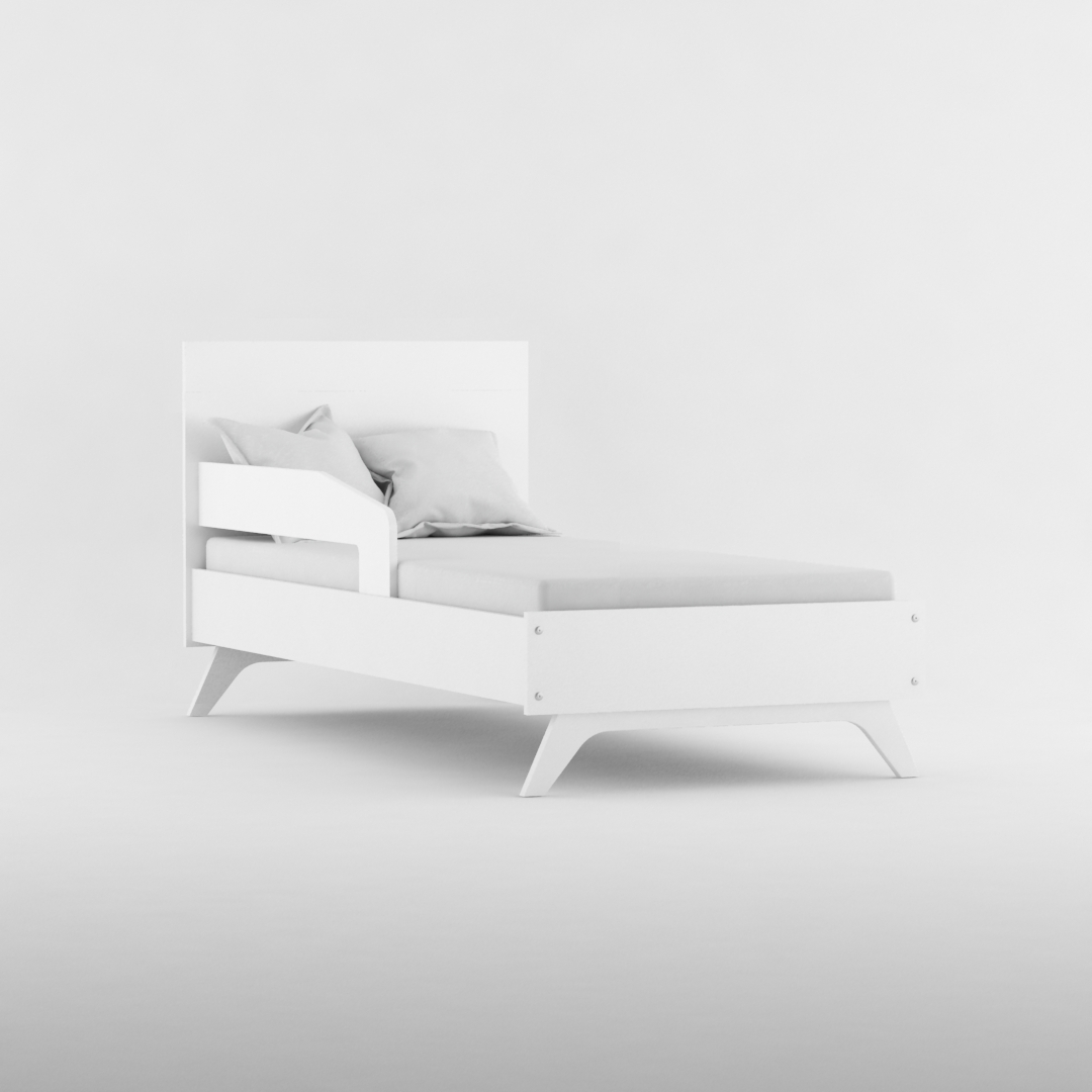 Cama niño con baranda 1 plaza blanca La Valenziana