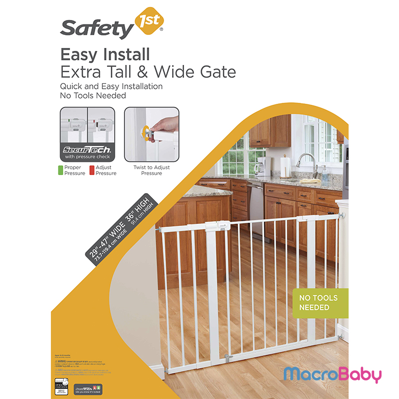 Seguridad del bebé Safety 1st EASY INSTALL TALL WIDE GATE Blanco